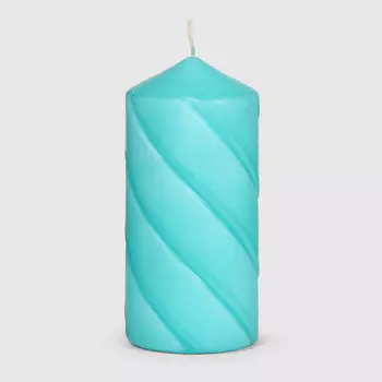 Свеча столбик витой Home Interiors голубой 7х15 см