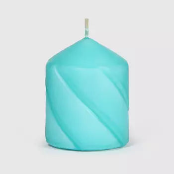 Свеча столбик витой Home Interiors голубой 7х9 см