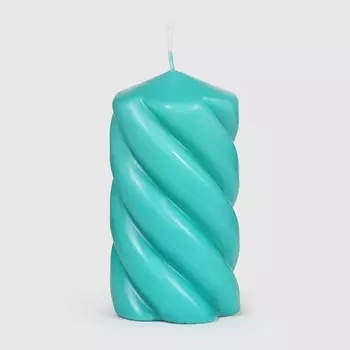 Свеча столбик витой Home Interiors голубой 8х15 см