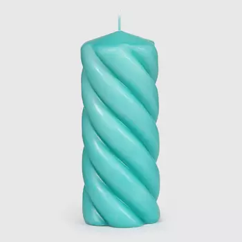 Свеча столбик витой Home Interiors голубой 8х20 см