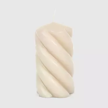 Свеча столбик витой Home Interiors светло-серый 8х15 см