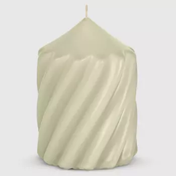 Свеча столбик витой Home Interiors светло серый тд 6,8х10 см