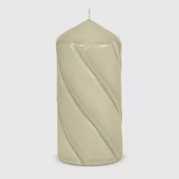 Свеча столбик витой Home Interiors светло-серый 7х15 см