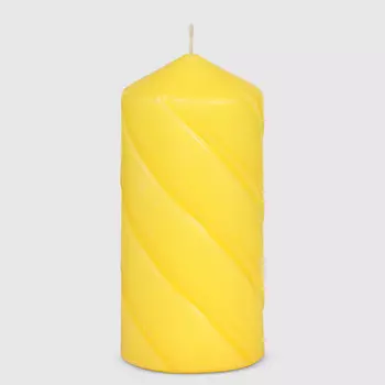 Свеча столбик витой Home Interiors желтый 7х15 см