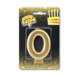 Свеча Веселая Затея Золотая Цифра 0 8 см