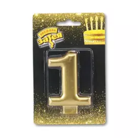 Свеча Веселая Затея Золотая Цифра 1 8 см