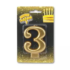 Свеча Веселая Затея Золотая Цифра 3 8 см