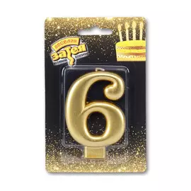 Свеча Веселая Затея Золотая Цифра 6 8 см