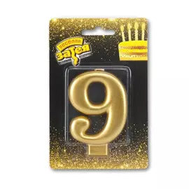 Свеча Веселая Затея Золотая Цифра 9 8 см