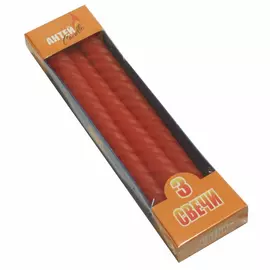 Свеча витая Антей пром красная, 3 шт