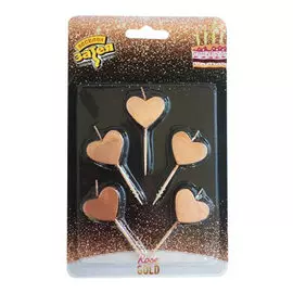 Свечи для торта Сердца розовые 5 шт