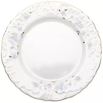 Тарелка десертная Cmielow Rocoсo Голубые цветы золото 19 см