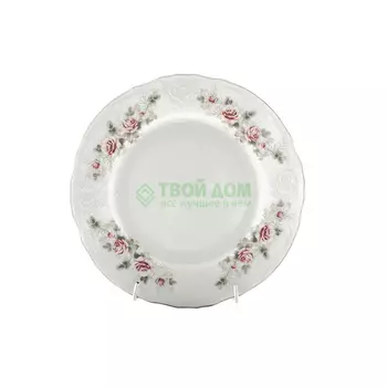 Набор тарелок десертных Thun Конкордия 19 см розы отводка платина