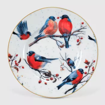 Тарелка десертная White Rabbit Снегири 19 см