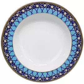 Тарелка глубокая Thun Cairo Сетка на синем 22 см
