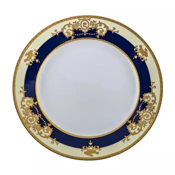 Тарелка мелкая Thun 1794 Яна Кобальтовая лента с золотыми вензелями 21 см