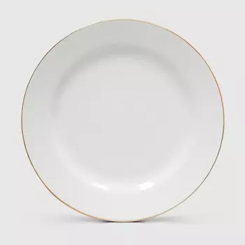 Тарелка плоская Башкирский фарфор Классик декор Заводной край золотом 17 см