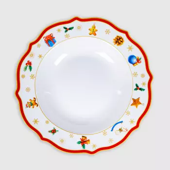 Тарелка суповая White Rabbit Christmas красная 23 см