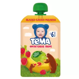Тема Фруктовое пюре Яблоко Банан Малина 90 г