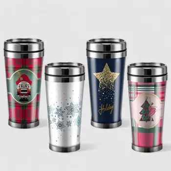 Термокружка Hitt Holiday Christmas нержавеющая сталь 420 мл в ассортименте