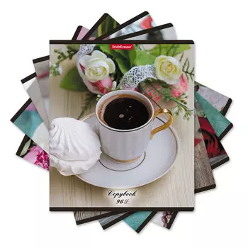 Тетрадь общая ученическая Erich Krause Coffee Break в клетку A5+ 96 листов матовая ламинация в ассортименте