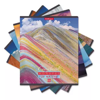 Тетрадь общая ученическая Erich Krause Wonders of Nature в клетку A5+ 96 листов глянцевая ламинация в ассортименте