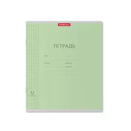 Тетрадь школьная ученическая Erich Krause Классика Visio крупная клетка 12 л зеленая