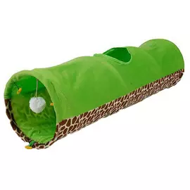 Тоннель для кошек MAJOR Colour шуршащий зеленый с игрушкой 25х90 см
