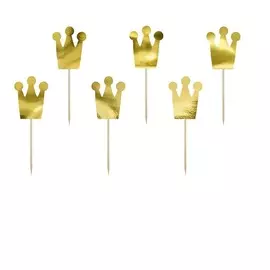 Топперы для кексов Party Deco корона 6шт в ассортименте