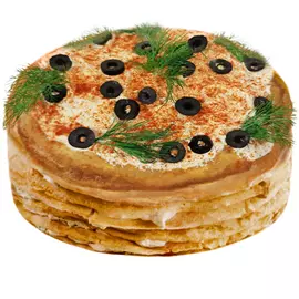 Торт блинный с мясом и грибами, кг