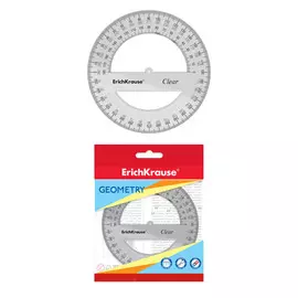 Транспортир пластиковый Erich Krause Clear 360° 12 см прозрачный в флоупаке