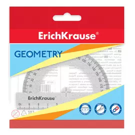 Транспортир пластиковый Erich Krause Glitter 180°/10 см прозрачный