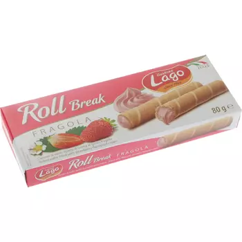 Трубочки Lago с клубничным кремом, 80 г