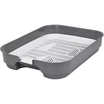 Туалет для кошек Хорошка с сеткой 34х25х6 см серый