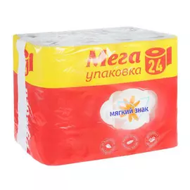 Туалетная бумага двухслойная Мягкий знак 24 рулона