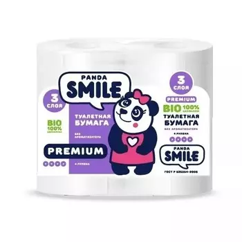 Туалетная бумага Panda Smile 3 слоя 4 рулона