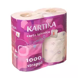 Туалетная бумага World cart 220 листов 3 слоя аром. kartika, 4 рулона
