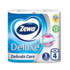 Туалетная бумага Zewa Deluxe Белая, 3 слоя, 4 рулона