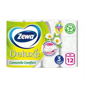 Туалетная бумага Zewa Deluxe Ромашка, 3 слоя, 12 рулонов