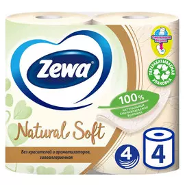 Туалетная бумага Zewa Natural Soft четырехслойная 4 шт