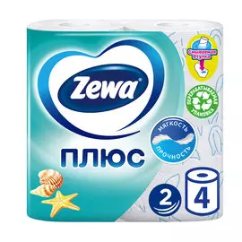Туалетная бумага Zewa Плюс Ромашка, 2 слоя, 4 рулона
