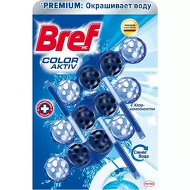 Туалетный блок Bref Color Aktiv С хлор-компонентом 3х50 г