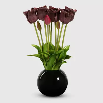 Тюльпаны Конэко-О 10151_Х2_10160 в черном кашпо 45 см
