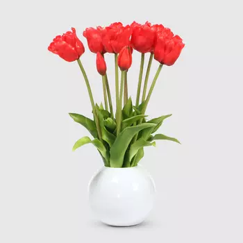 Тюльпаны Конэко-О 10152_Х2_10161 в белом кашпо 45 см