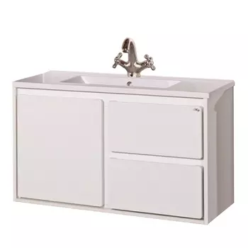 Тумба без раковины барселона - 90 подвесная белая Мисти П-БРС01090-011П3Я