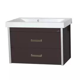 Тумба без раковины Джулия qvatro 75 подвесная коричневая Мисти