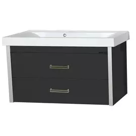 Тумба без раковины Джулия qvatro 90 подвесная черная Мисти