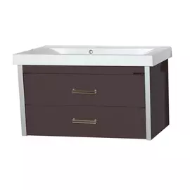 Тумба без раковины Мисти Джулия 90 qv 2 ящиками подвесная коричневая