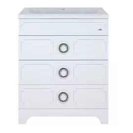Тумба без раковины Мисти Лейла 60 см с 3 ящиками, белая эмаль , доводчики ,полки