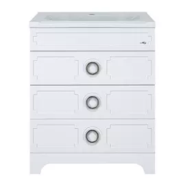 Тумба без раковины Мисти Лейла 80 см с 3 ящиками, белая эмаль , доводчики ,полки